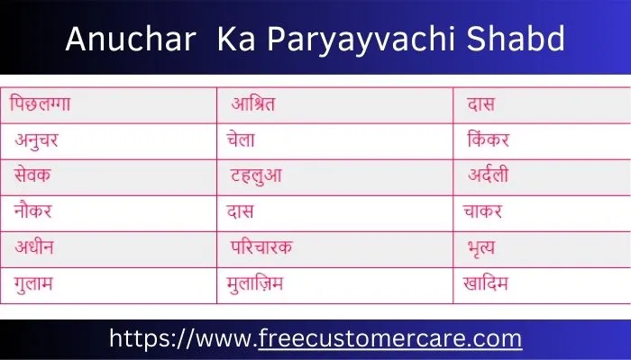 Anuchar  Ka Paryayvachi Shabd (अनुचर का पर्यायवाची शब्द)